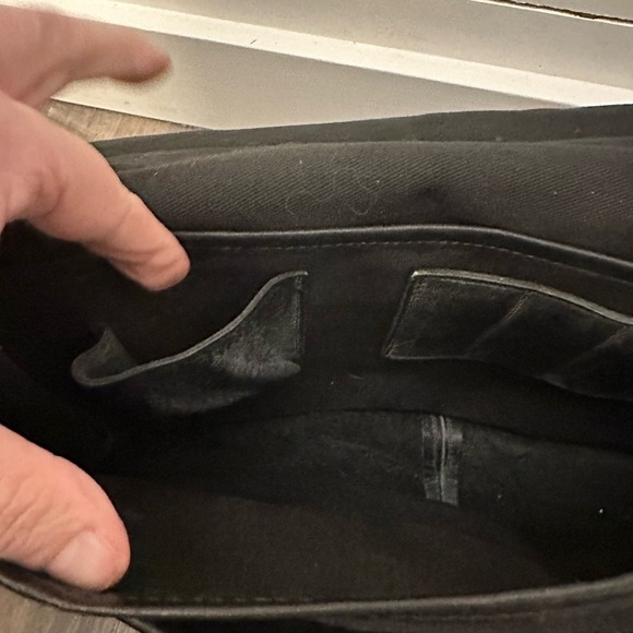 Y2K VINTAGE LEVINGER Full Grain leather black unisex messenger office career bag - Picture 16 of 16